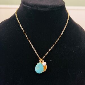 Mayamar 24K Gold Necklace w/ Turquoise, Coin & Pearl Charms | Boho Luxe
